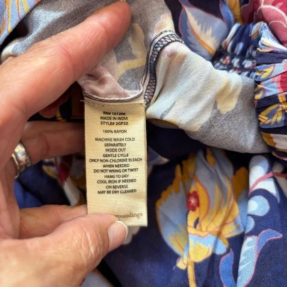 Soft Surroundings Large Kara Maxi Skirt Navy Floral Tiered Pockets - Picture 13 of 13